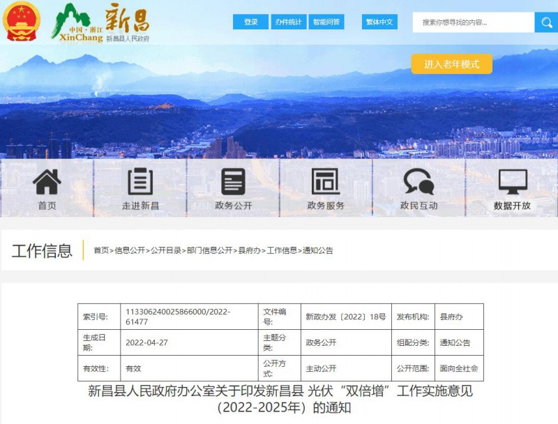 浙江新昌：大力推進(jìn)工商業(yè)建筑屋頂光伏，全縣現(xiàn)有黨政機(jī)關(guān)、事業(yè)單位等公共建筑屋頂實現(xiàn)100%安裝
