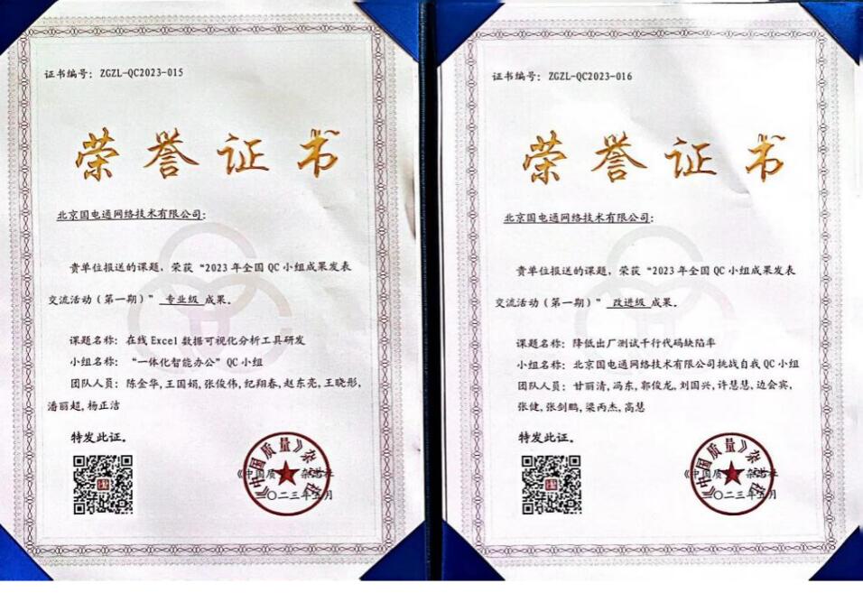 國網(wǎng)信通產(chǎn)業(yè)集團(tuán)國電通兩項(xiàng)QC成果分獲2023年全國QC小組成果二、三等獎(jiǎng)