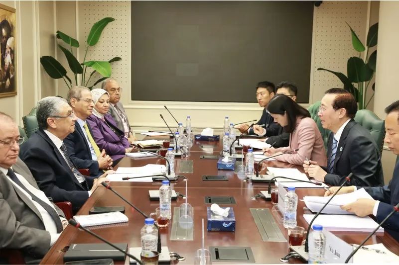 國家電網(wǎng)董事長辛保安與埃及電力部部長沙赫爾、中國駐埃及大使廖力強會談